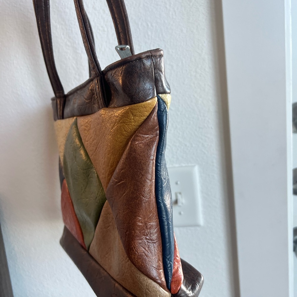 Multicolor Leather Patchwork Bag - image 3